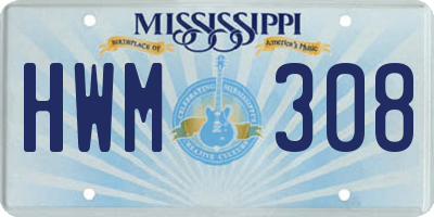 MS license plate HWM308