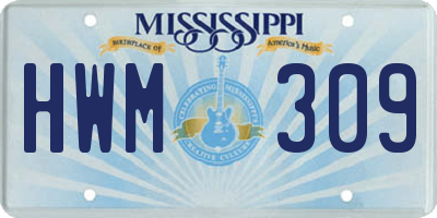 MS license plate HWM309