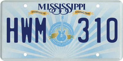 MS license plate HWM310
