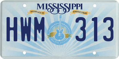 MS license plate HWM313