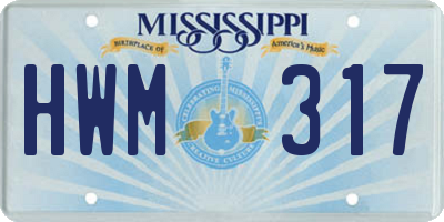 MS license plate HWM317