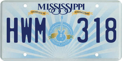 MS license plate HWM318
