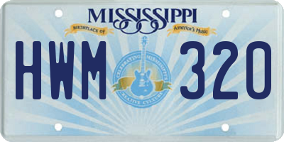 MS license plate HWM320
