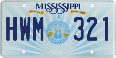 MS license plate HWM321