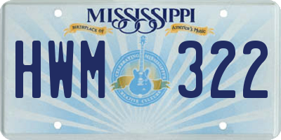 MS license plate HWM322