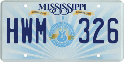 MS license plate HWM326