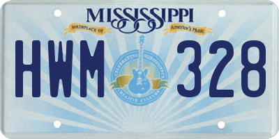 MS license plate HWM328