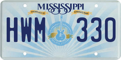 MS license plate HWM330