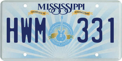 MS license plate HWM331