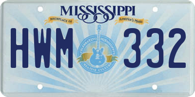 MS license plate HWM332