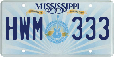 MS license plate HWM333