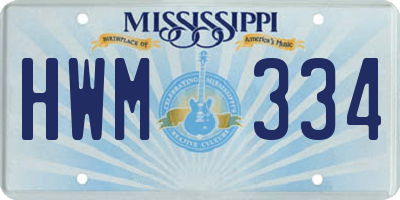 MS license plate HWM334