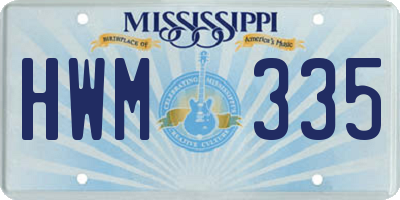 MS license plate HWM335