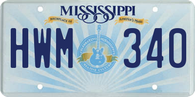 MS license plate HWM340