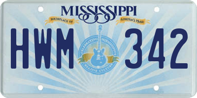MS license plate HWM342