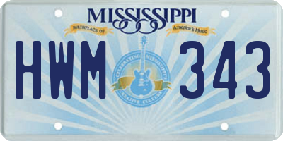 MS license plate HWM343