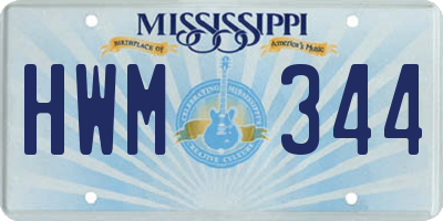 MS license plate HWM344