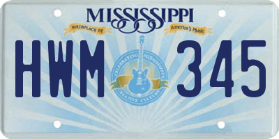 MS license plate HWM345