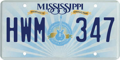 MS license plate HWM347