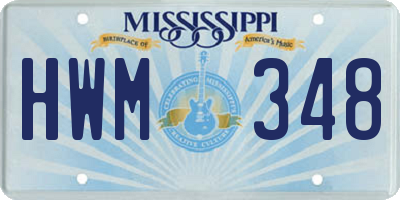 MS license plate HWM348