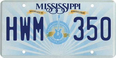 MS license plate HWM350
