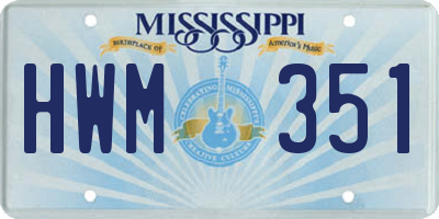 MS license plate HWM351