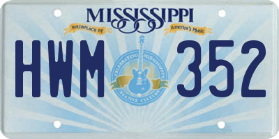 MS license plate HWM352