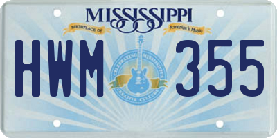 MS license plate HWM355