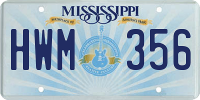 MS license plate HWM356
