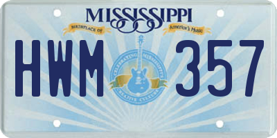 MS license plate HWM357