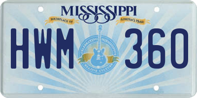 MS license plate HWM360