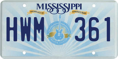 MS license plate HWM361