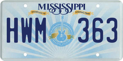 MS license plate HWM363