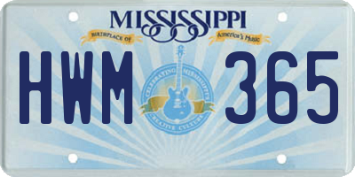MS license plate HWM365