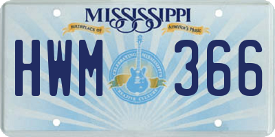 MS license plate HWM366