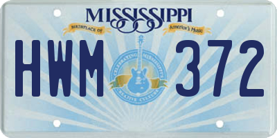 MS license plate HWM372