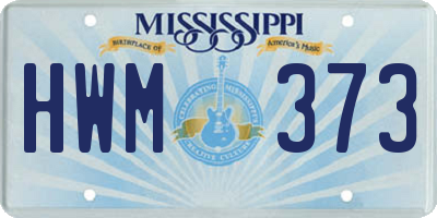 MS license plate HWM373