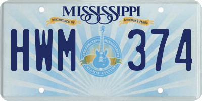 MS license plate HWM374