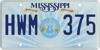 MS license plate HWM375