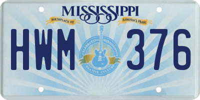 MS license plate HWM376