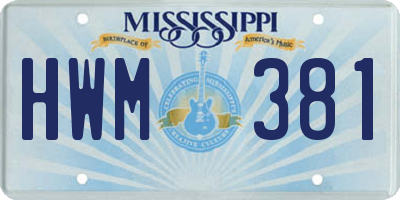 MS license plate HWM381