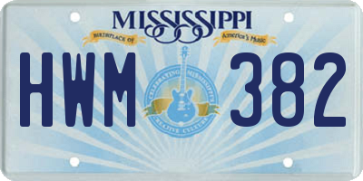 MS license plate HWM382