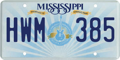 MS license plate HWM385