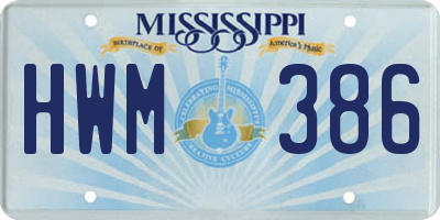 MS license plate HWM386