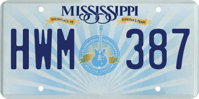 MS license plate HWM387