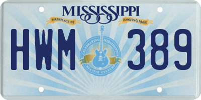 MS license plate HWM389