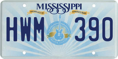 MS license plate HWM390