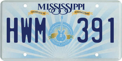MS license plate HWM391