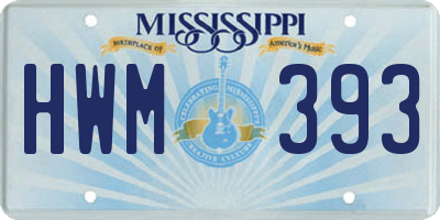 MS license plate HWM393