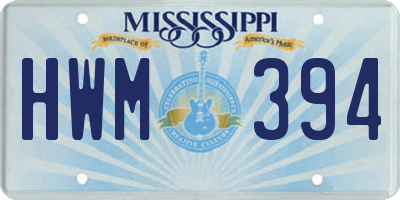 MS license plate HWM394